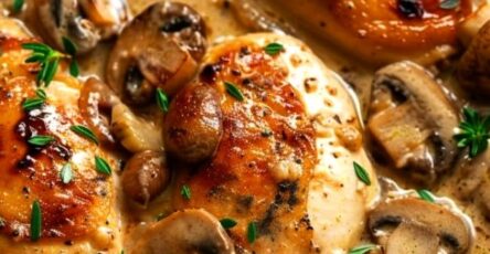 Tender Chicken Breast in Rich Garlic Mushroom Cream Sauce