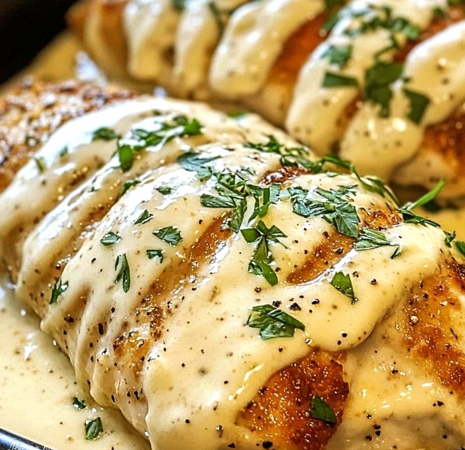 Zesty Baked Caesar Chicken with Creamy Parmesan Garlic Sauce
