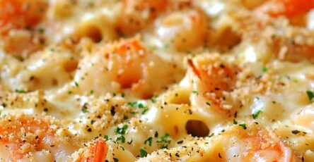 Creamy Shrimp & Crab Alfredo Bake