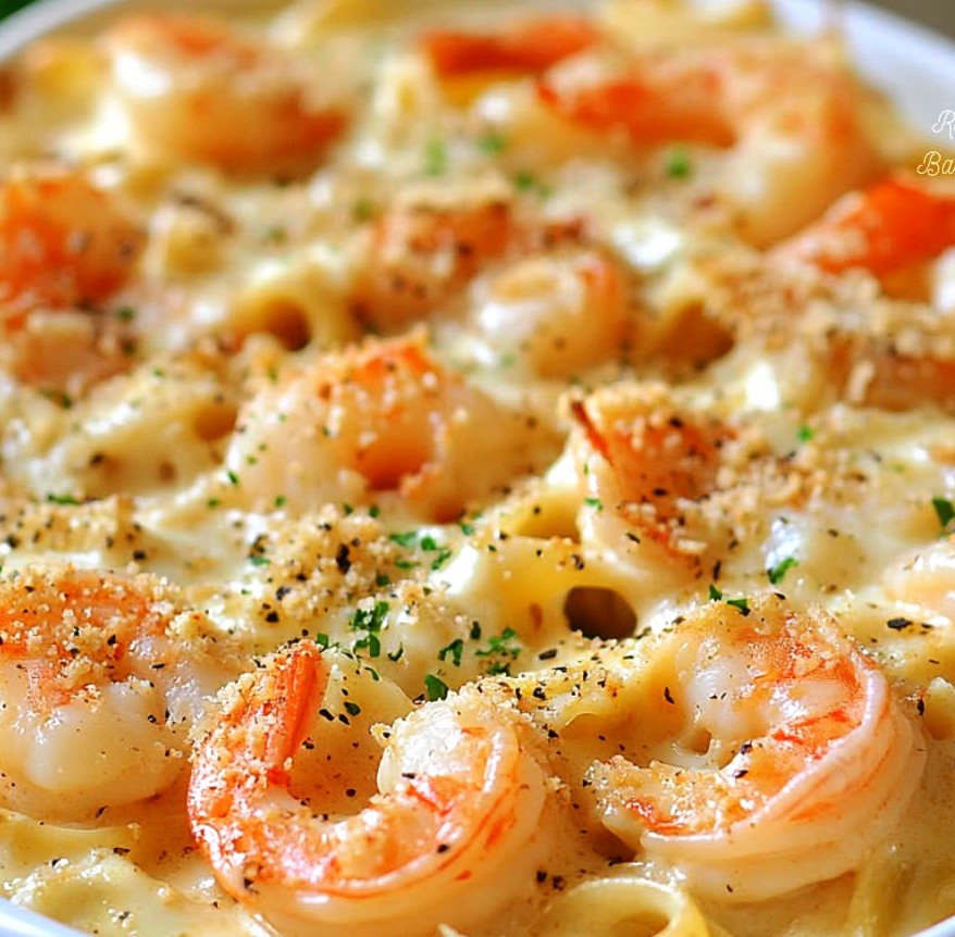 Creamy Shrimp & Crab Alfredo Bake