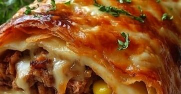 Savory Puff Pastry Roll with Ground Beef & Gooey Cheese Savory Puff Pastry Roll with Ground Beef & Gooey Cheese
