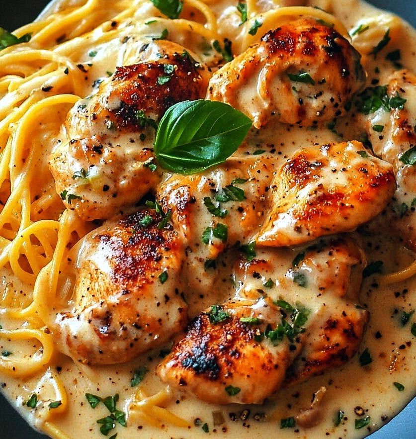 Creamy Chicken Spaghetti with White Sauce