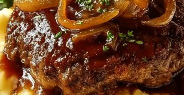 Juicy Homestyle Salisbury Steak with Onion Mushroom Gravy