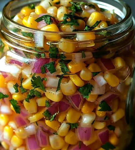 Zesty Pickled Corn with Red Onions and Cilantro