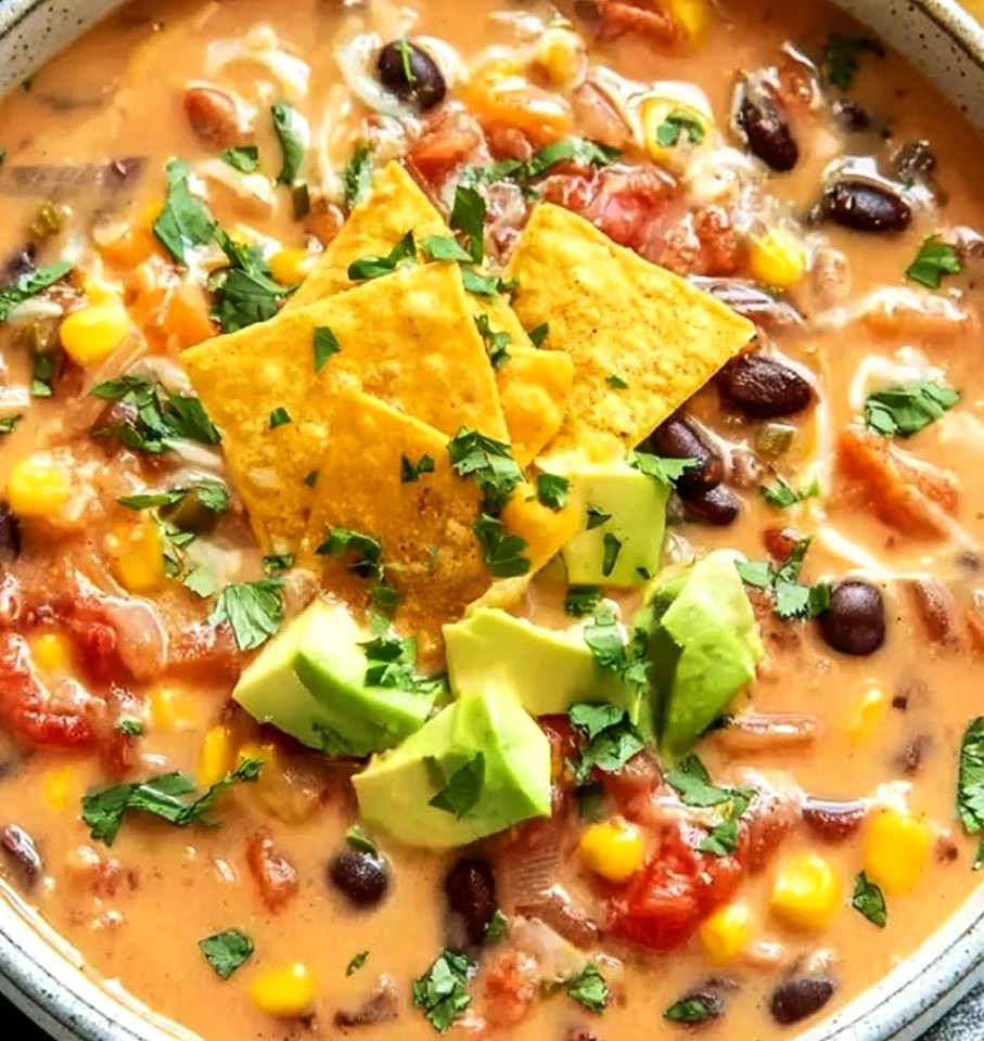 Hearty Crockpot Vegetarian Tortilla Soup