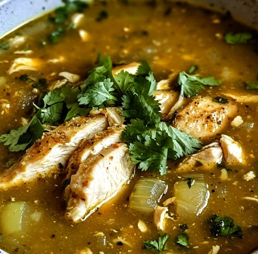 Roasted Tomatillo Chicken Soup