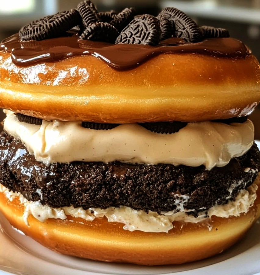 Decadent Oreo Cheesecake Donut Sandwich