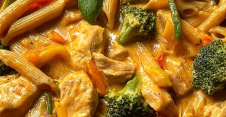 Creamy Chicken Penne Pasta with Broccoli & Peppers