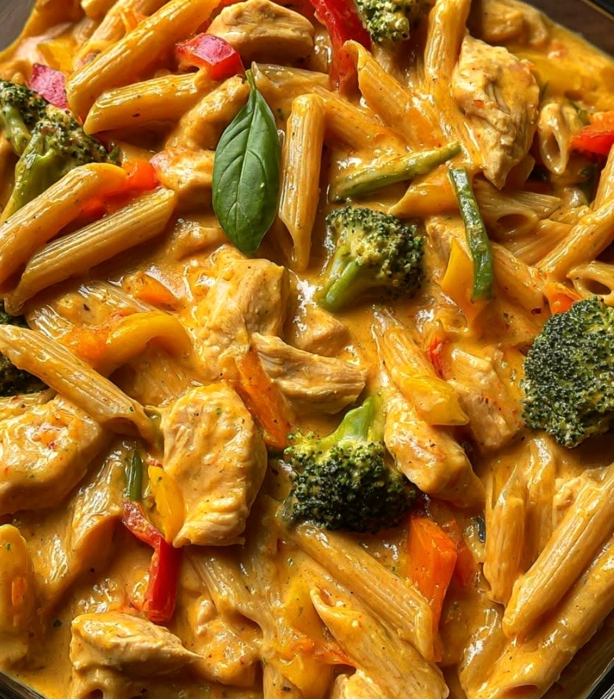 Creamy Chicken Penne Pasta with Broccoli & Peppers