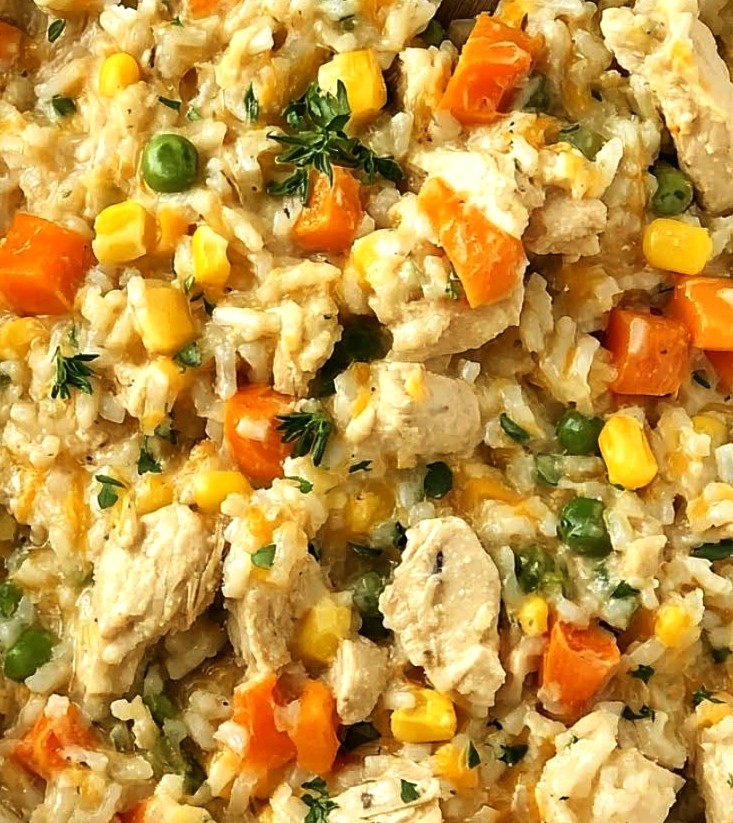 Crockpot Cheesy Chicken & Veggie Rice