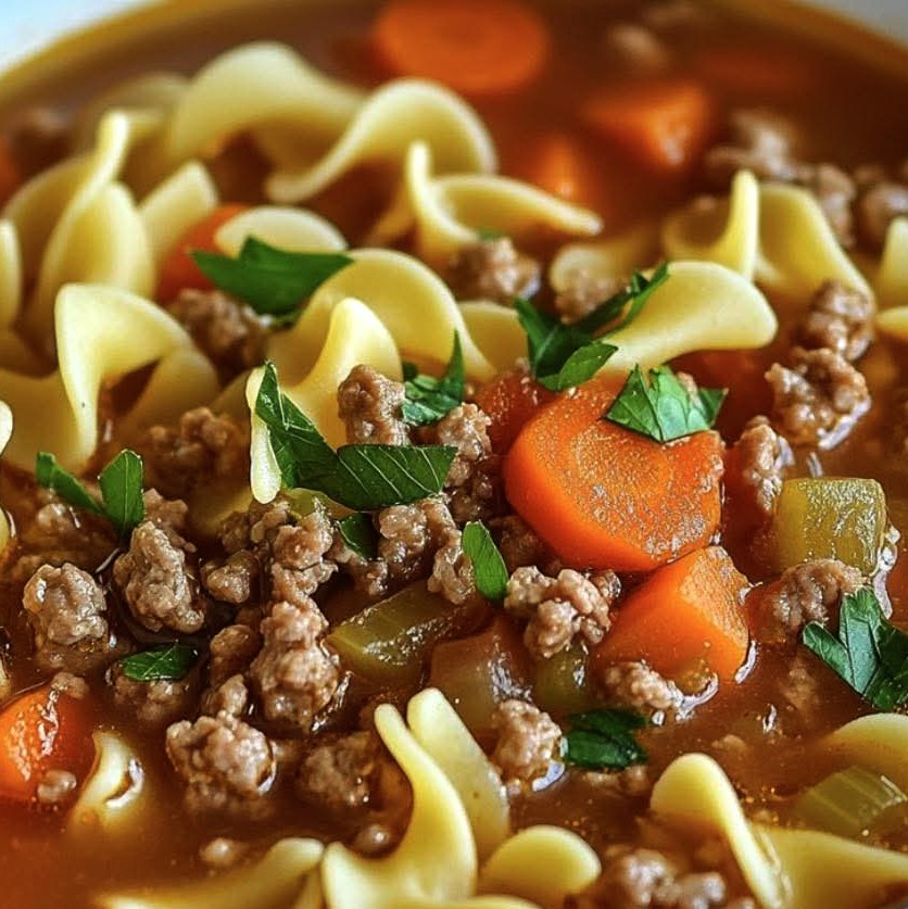 Hearty Hamburger Noodle Soup
