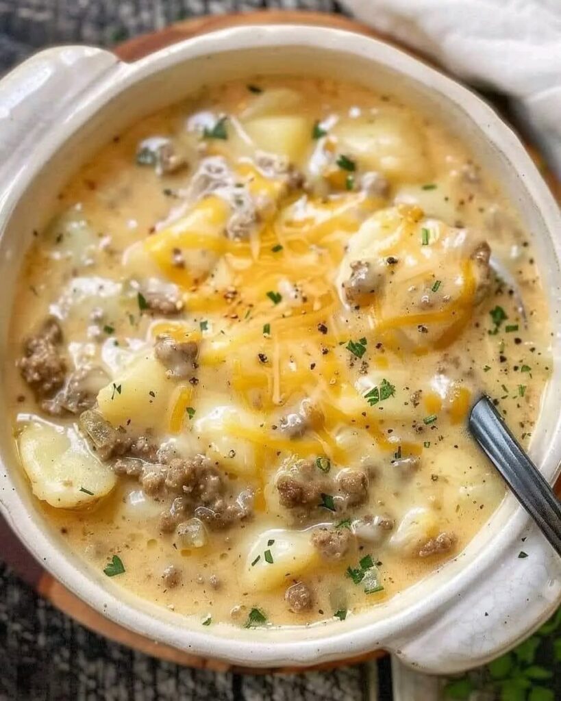 Cheesy Hamburger Potato Soup Cheesy Hamburger Potato Soup