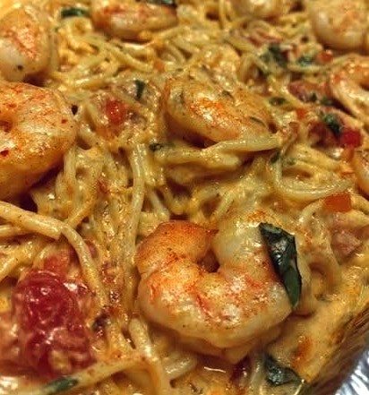 Creamy Cajun Shrimp Pasta Bake