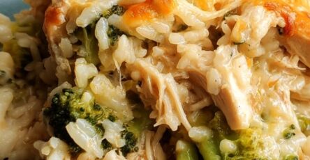 Dump-and-Bake Cheesy Chicken Broccoli Rice Casserole