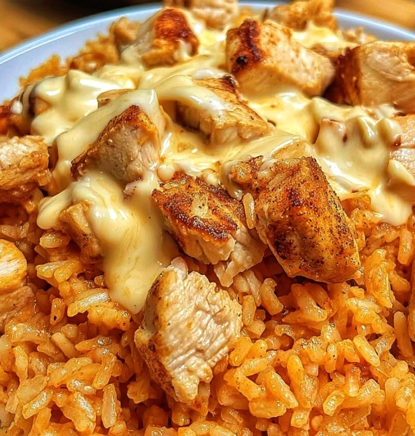 Cheesy Queso Chicken & Rice Skillet