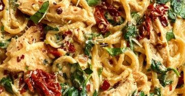 Creamy Spaghetti with Spinach & Sun-Dried Tomato Chicken Creamy Spaghetti with Spinach & Sun-Dried Tomato Chicken