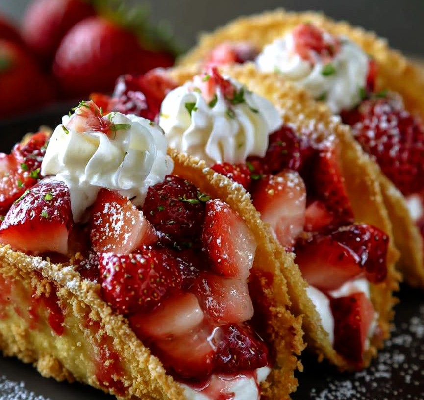 Mini Strawberry Cheesecake Tacos