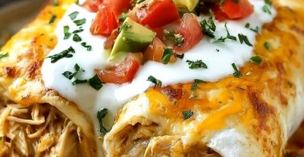 Smothered Baked Chicken Burritos