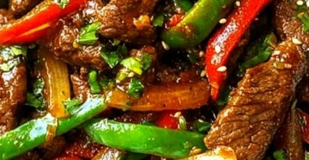 Fiery Black Pepper Beef with Bell Peppers and Onions