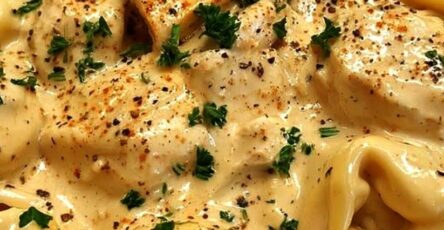 Crockpot Creamy Chicken Alfredo Tortellini