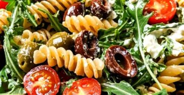Arugula Pasta Salad with Creamy Goat Cheese & Cherry Tomatoes