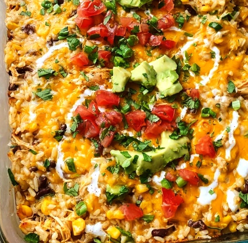 Southwest Creamy Chicken Rice Bake