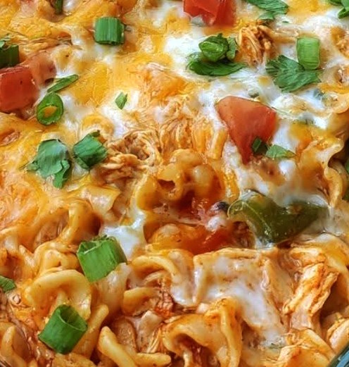 Creamy Fajita Chicken Noodle Bake