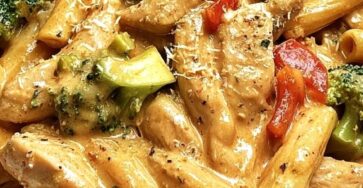 Creamy Chicken & Veggie Garlic Pasta
