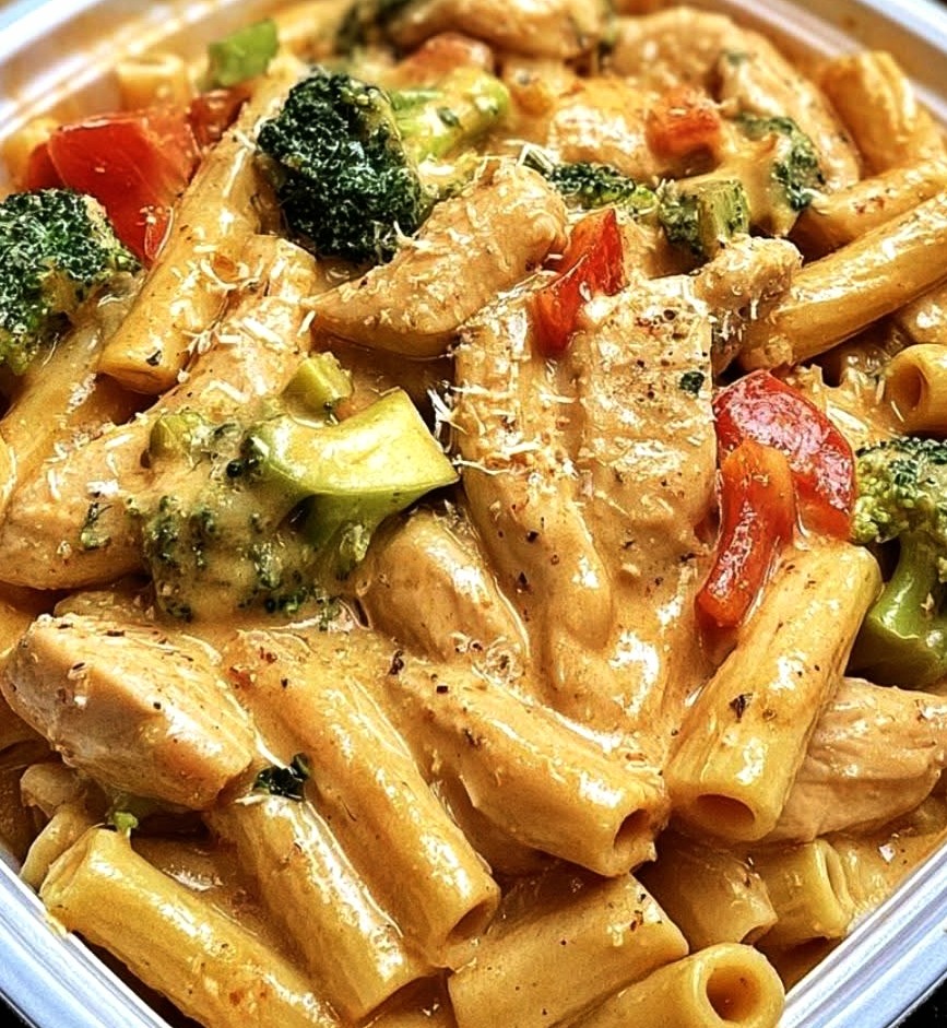 Creamy Chicken & Veggie Garlic Pasta