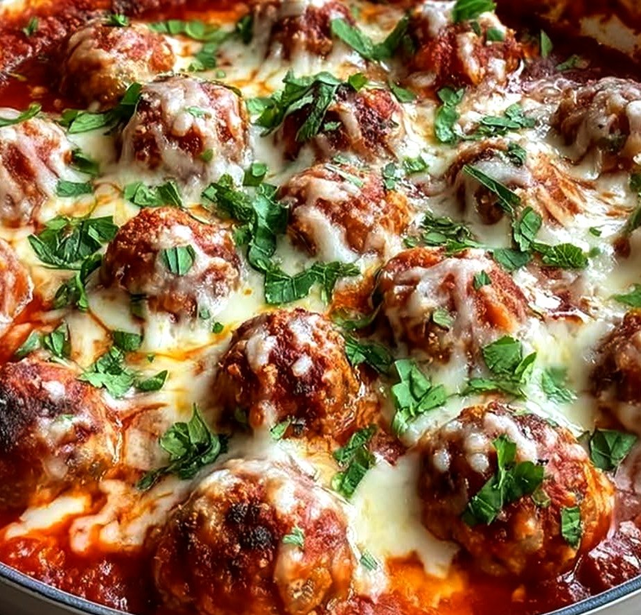 Keto Meatball Parmesan Casserole