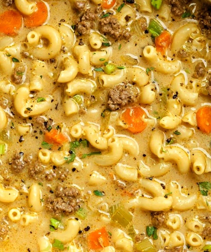 One-Pot Macaroni Cheeseburger Soup (No Velveeta!)