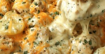 Crockpot Chicken Alfredo Potato Bake