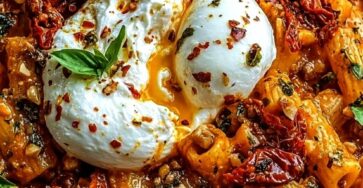 Silky Red Pepper & Sun-Dried Tomato Pasta with Burrata Melt