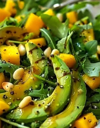 Avocado Mango Arugula Salad with Honey-Lime Dressing
