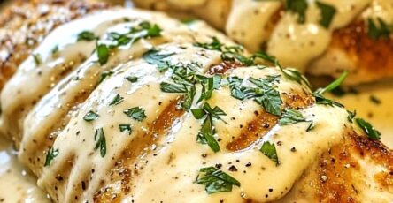 Zesty Baked Caesar Chicken with Creamy Parmesan Garlic Sauce