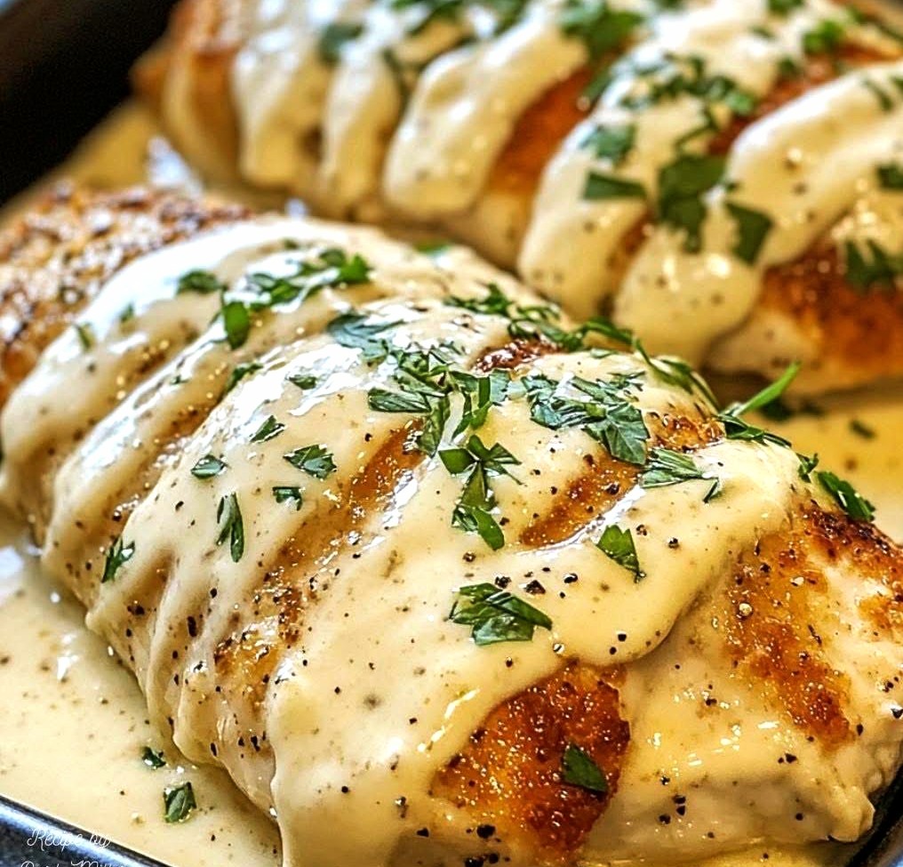 Zesty Baked Caesar Chicken with Creamy Parmesan Garlic Sauce