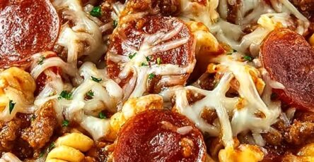 Crockpot Cheesy Pizza Pasta Casserole