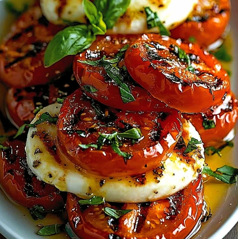 Salade Caprese aux tomates rôties 