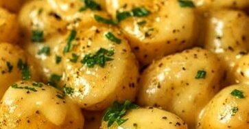 Pommes de terre grenaille crĂ©meuses Ă  l’ail et au parmesan Pommes de terre grenaille crĂ©meuses Ă  l’ail et au parmesan