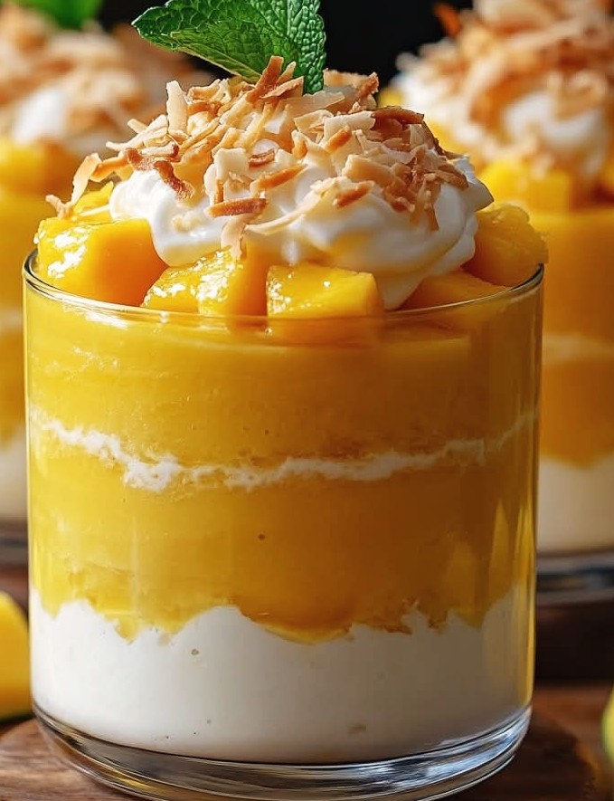 Coupes de pouding étagées mangue-coco Coupes de pouding étagées mangue-coco
