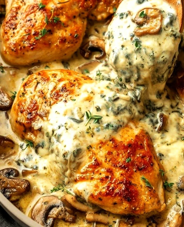 Gratin de poulet crémeux aux champignons Gratin de poulet crémeux aux champignons