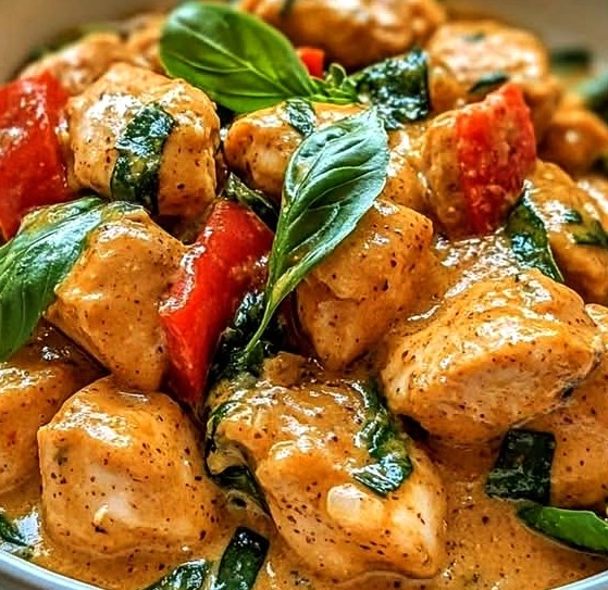 Poulet crémeux au basilic d’inspiration thaïlandaise Poulet crémeux au basilic d’inspiration thaïlandaise