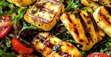 Mediterranean Grilled Halloumi Farro Salad
