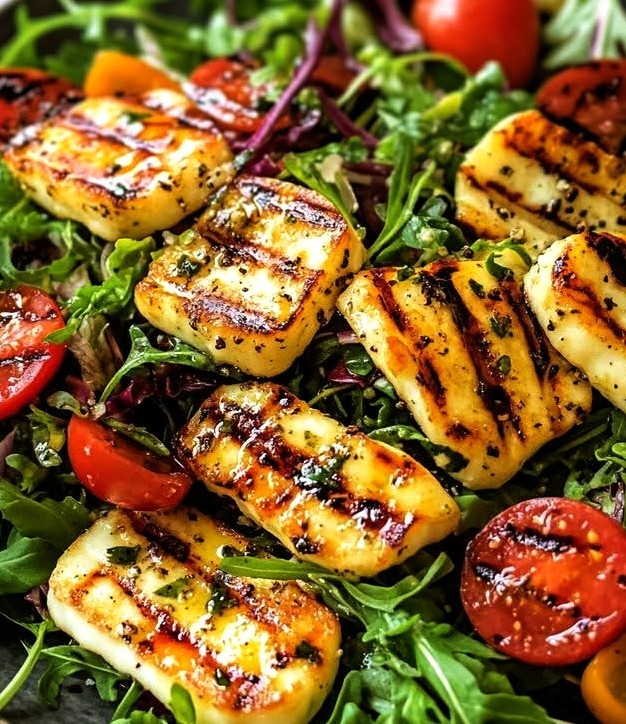 Mediterranean Grilled Halloumi Farro Salad Mediterranean Grilled Halloumi Farro Salad