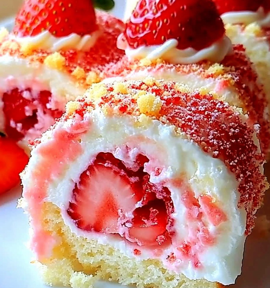 Gâteau roulé au cheesecake et au shortcake aux fraises Gâteau roulé au cheesecake et au shortcake aux fraises