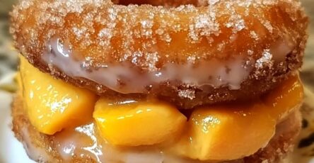 Peach Cobbler Cheesecake Stuffed Donuts