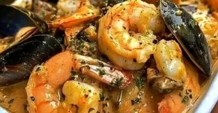 Shrimp and Mussels in Creamy Garlic Sauce