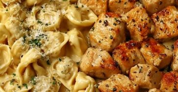 Garlic Butter Chicken Bites & Creamy Alfredo Tortellini