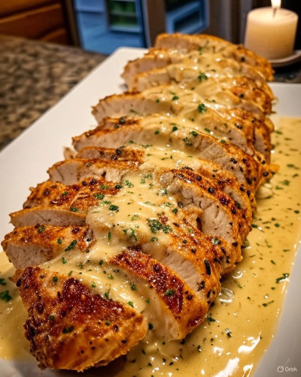 Baked Caesar Chicken with Creamy Parmesan Sauce