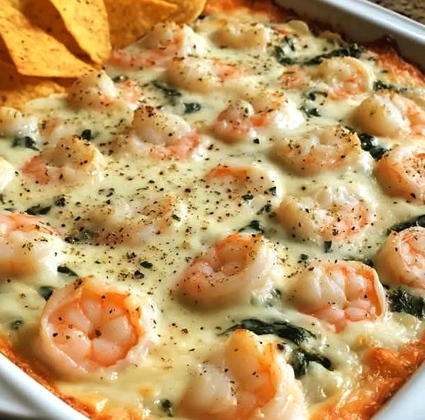 Cheesy & Creamy Shrimp and Crab Spinach Dip